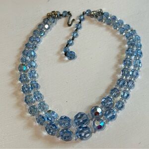 Baby Blue Periwinkle Austrian Crystal Double Strand Necklace